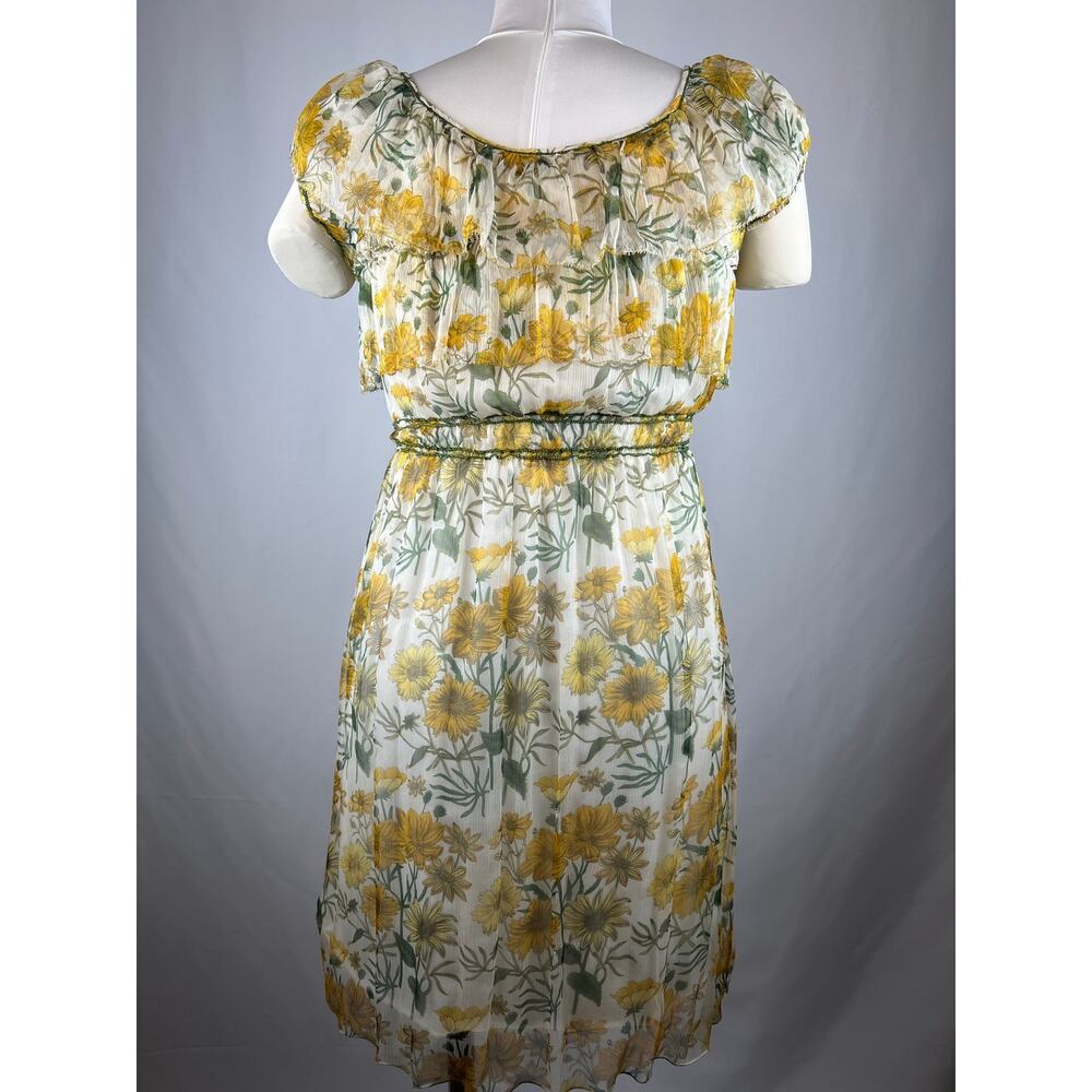 MSSP Silk Floral Off Shoulder Smocked Midi Dress Daisy Print NWT Large - Picture 7 of 10